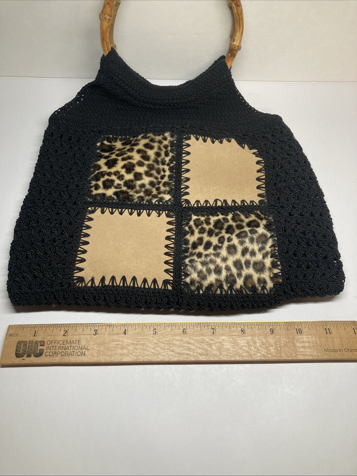 Vintage Chateau Macrame Black Patchwork Boho Wove… - image 14