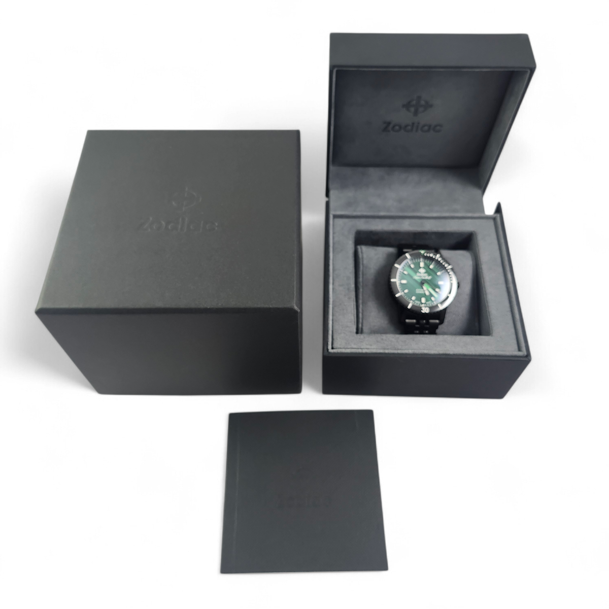 ポコ様 NEW Zodiac Green Malachite Black Compression Diver Automatic Watch