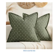 DECORATIVE BURLAP LINEN THROW PILLOW COVER  OLIVE GREEN 18 X 18 BY MIULEE