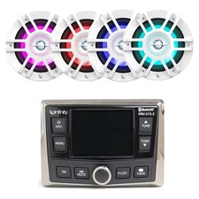 Infinity Bluetooth Receiver, 4x 6.5" 300W Marine LED White Boat Audio Speakers