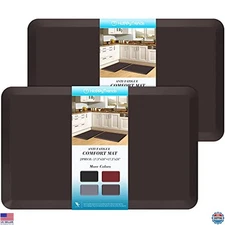 HappyTrends 2-Pack Anti-Fatigue Kitchen Mats - Heavy Duty, Waterproof, Non-Slip