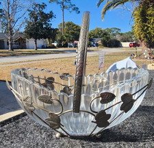 Vintage Mid Century English Glass Bridal Basket