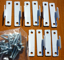  5 PAIRS White Painted Double Ended Lockseam Curtain Rod Brackets w/ Screws