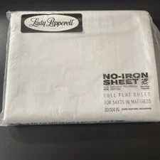 Vintage Lady Pepperell White No Iron Flat Sheet Full Size New