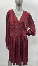 Woman’s Michael Kors Long Dress Long Sleeve Snake Print Red Size 1X