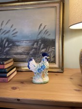 Hand Painted Vintage Rooster Ornament Floral Bird Decor