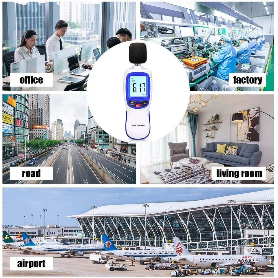 Remote Db Meter Portable Decibel Meter 30-130dBA Sound Monitoring Tester Backlit LCD ...