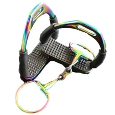 Rainbow Stainless Steel English Stirrups with Rubber Treads + Loose Ring Bit