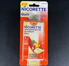 NICORETTE NICOTINE GUM Stop Smoking Aid 4mg Fruit Chill 20 Pieces NEW Exp 2027