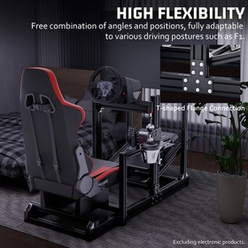 Hottoby 4080 Aluminum Racing Sim Cockpit With Red Seat & TV Stand Fits Logitech