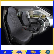 2 Piece High Back Car Seat Covers Vegan Leather Quilted Black Universal Fit