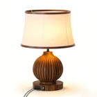 Vintage Walnut Table Lamp for Bedroom JESLED 110V E26 Desk Light Home Decor USB