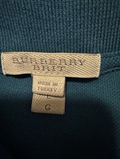 Burberry Nova Check Aqua Green Men L Polo Tipped Hem Short Sleeve Shirt
