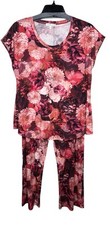 Johnny Was S Bobbie Crop Pajama PJ Set Rosas Floral Print 2 Piece Shirt Pant