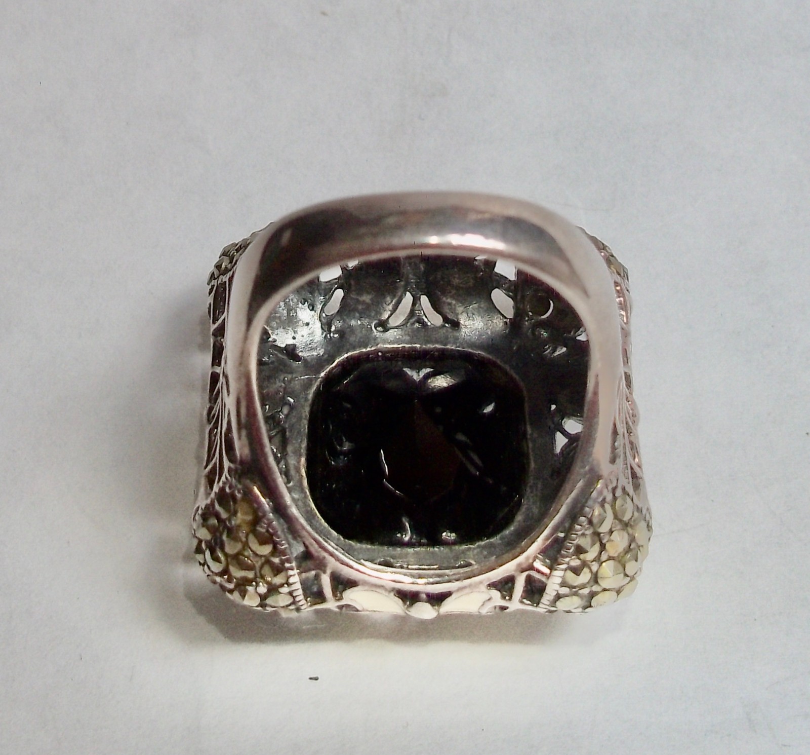 LARGE - STERLING SILVER - ONYX - STATEMENT  RING … - image 4