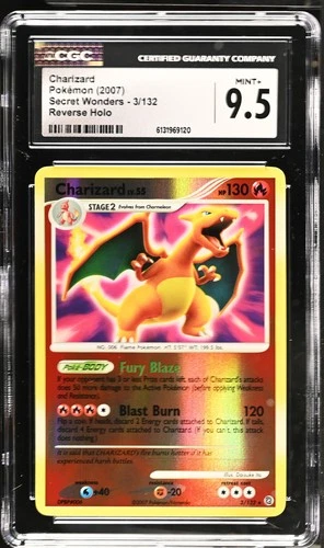 CGC 9.5 MINT+ Charizard 3/132 Reverse Holo Secret Wonders Pokemon Card