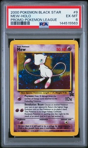 2000 POKEMON PROMO BLACK STAR POKEMON LEAGUE #9 MEW-HOLO PSA 6