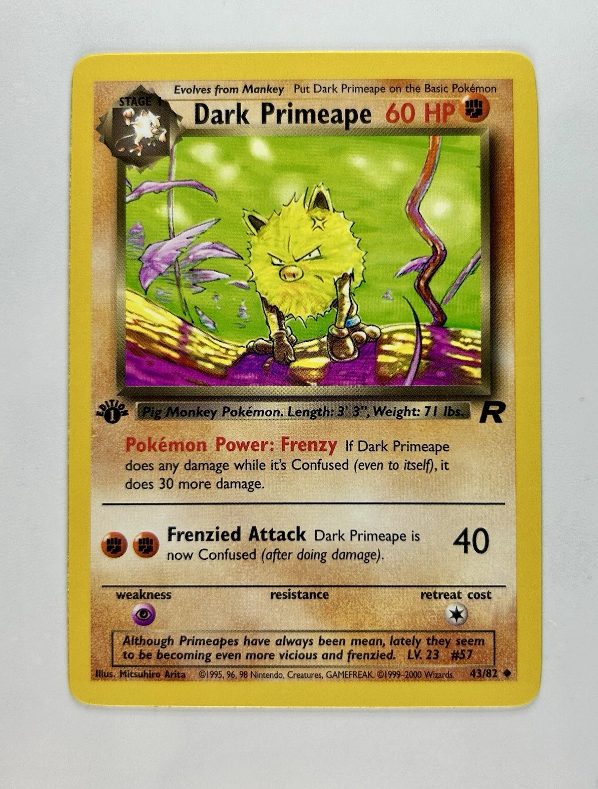 Dark Primeape 2000 Pokemon Team Rocket 1st Edition Uncommon #43/82 * Near Mint