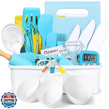 37PCS Kids Cooking Sets Real, Kids Cooking and Baking Gift Set with Storage C