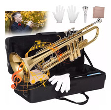Bb Trumpet Set for Beginners Student Brass Instrument w/ 7C Mouthpiece&Hard Case