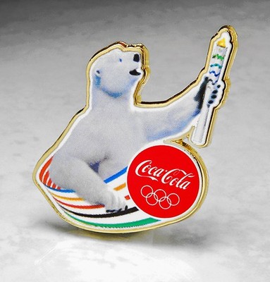 OLYMPIC PINS BADGE 2016 RIO DE JANEIRO BRAZIL COKE SPONSOR BEAR WITH TORCH RELAY