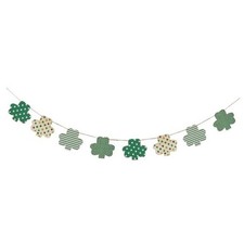 St Patricks Day Decorations Wooden Shamrock Garland Banner with 32.8ft Jute