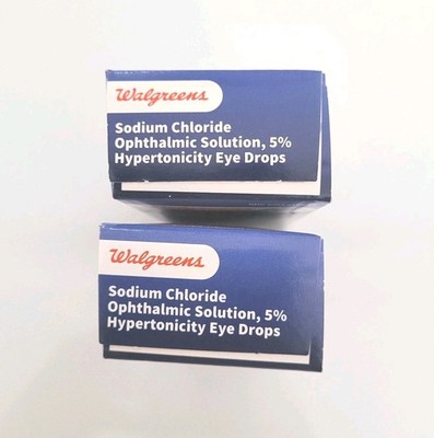 Walgreens Sodium Chloride Ophthalmic 5% Hypertonicity Eye Drops 0.5 oz  LOT OF 2
