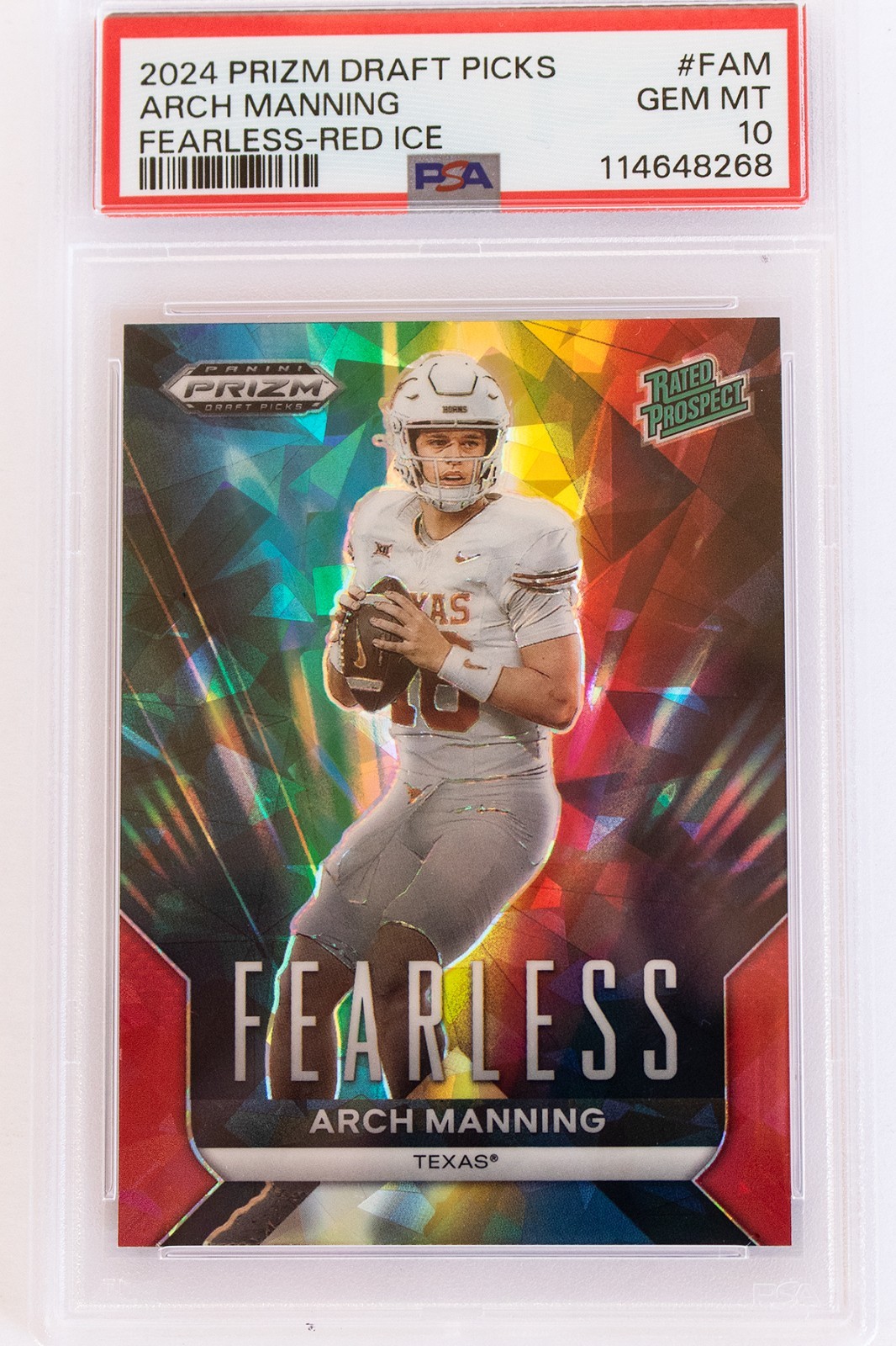 2024 Prizm Draft Picks Fearless Red Ice Arch Manning PSA 10 Gem Mint