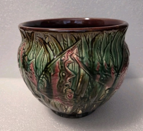 Rare Weller Arts & Crafts Art Nouveau Large Butterfly Floral Decorated Jardinere - Picture 3 of 13