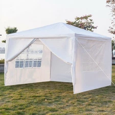 Outdoor Canopy Party Wedding Tent White Gazebo Sunshade /4 Side Walls 10'x10'