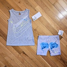 NEW Nike Little Girl Tank Top Short Set, Blue sz 4