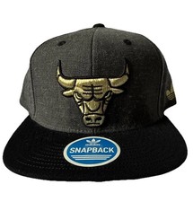 New Adidas Chicago Bulls NBA Grey and Gold Hat SnapBack