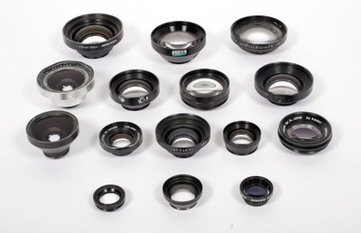 Lot of 15 large format lens cells AS IS Schneider Computar Fuji ILEX RODENSTOCK