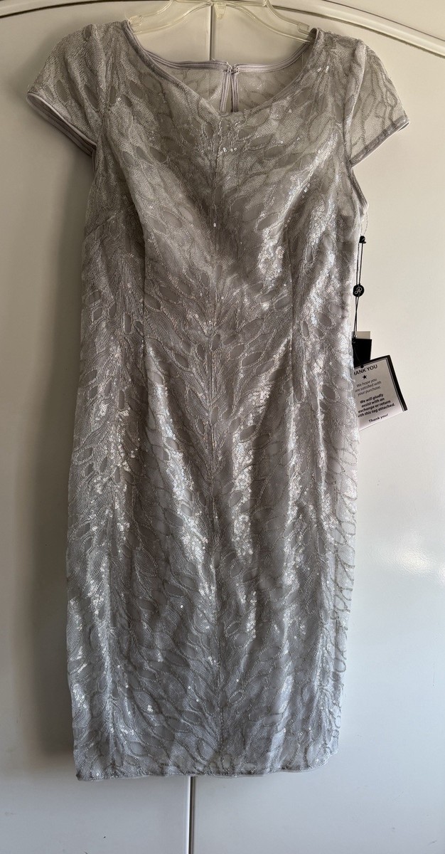 adrianna papell silver cocktail dress Adrianna Papell Platinum 40432