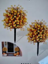 Fall Orange Artificial Flowers With Ground Stakes 2 pack 21 Inch UV...