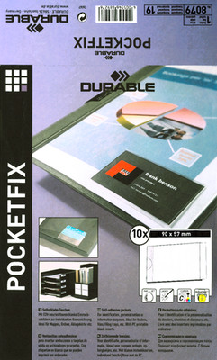 10 DURABLE Pocketfix  Selbstklebe-Taschen 90 x 57 mm einseitige Öffnung  NEU/OVP