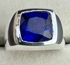 Natural Blue Sapphire Gemstone with 925 Sterling Silver Men's Handmade Ring