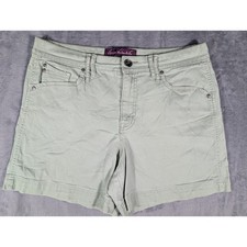 Gloria Vanderbilt Womens Sage Green Denim Shorts Mid Rise Casual Summer Size 14
