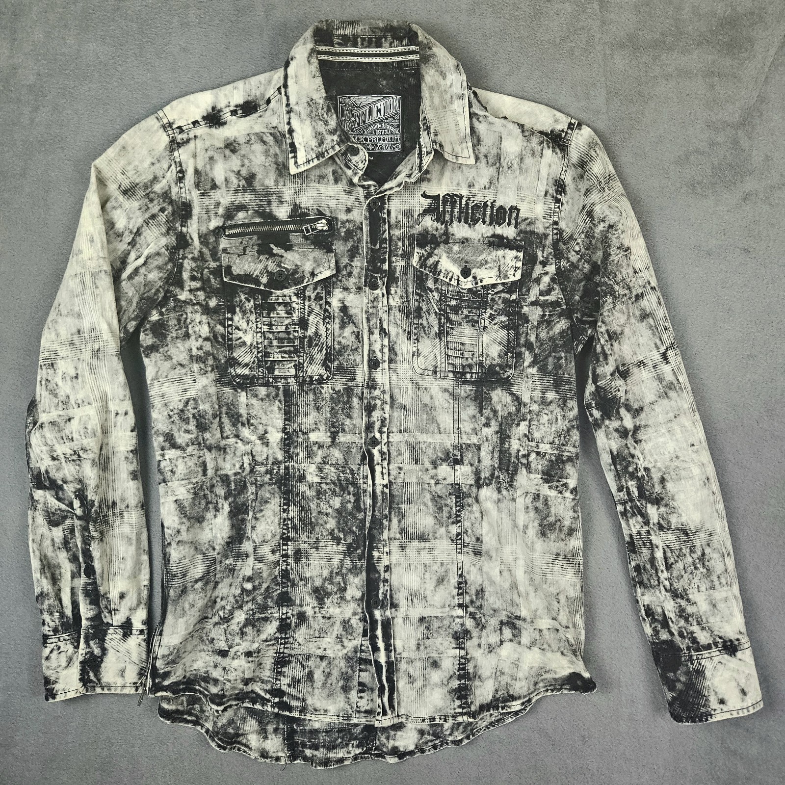 Affliction Button Down Black Premium Long Sleeve … - image 1