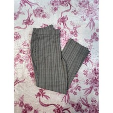 Grey Plaid Straight Leg Dress Pants Glen Check Trousers Grey Black Office Wear