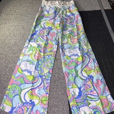 Lilly Pulitzer The Beach Pants Sz XS Extra Small Linen Wide Leg Baggy Colorful