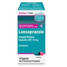 HealthCareAisle Lansoprazole 15 mg 14 Delayed-Release Capsules