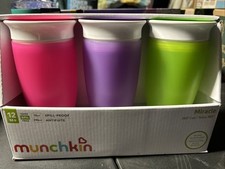 Munchkin Toddler Miracle 360 Sippy Cup, Green/Pink/Purple, 10 Oz, 3 Count