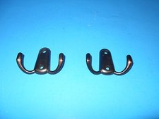  SET OF 2 DOUBLE PRONG CLOTHES COAT ROBE PURSE HOOK OIL RUBBED BRONZE FREE SHIP