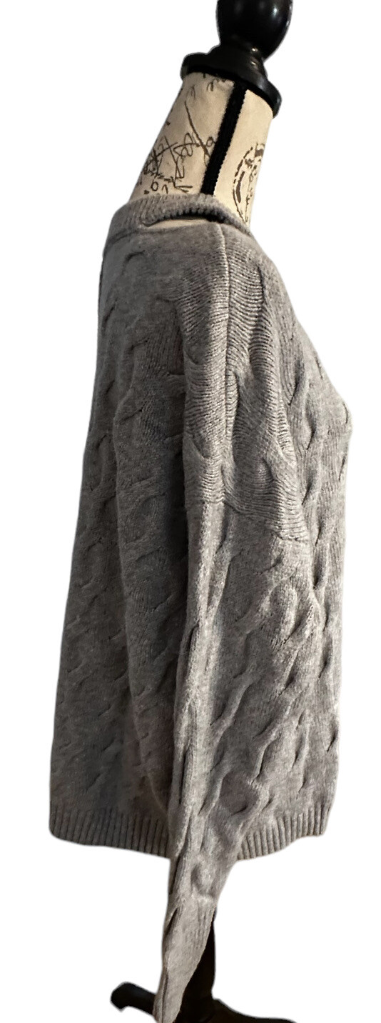 Vince Camuto Women's Pullover Sweater Cable Knit Light Heather Gray XLARGE New image 4