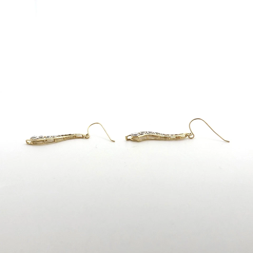 10k Gold Love is a Journey Dangle Earrings Two Tone Diamond Cut - Image 4 of 4
