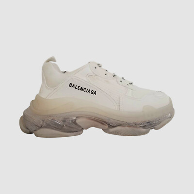 Balenciaga Men White Triple S Clear Sole Low Top Sneakers Shoes Size 7