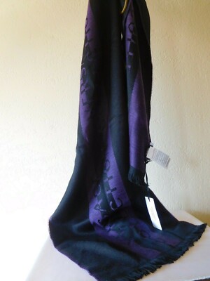 New Versace Collection Colorblock Frayed Trim Wrap Scarf 77''L x 14.5''W 