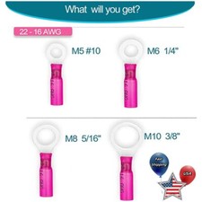 Heat Shrink Ring Terminal Connector 22-16 GA AWG Gauge Crimp Wire 50/100/200PCS