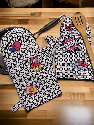 Handmade Oven Mitts, Kitchen Set, Kitchenware, Set Of 2, Cookware Baking
